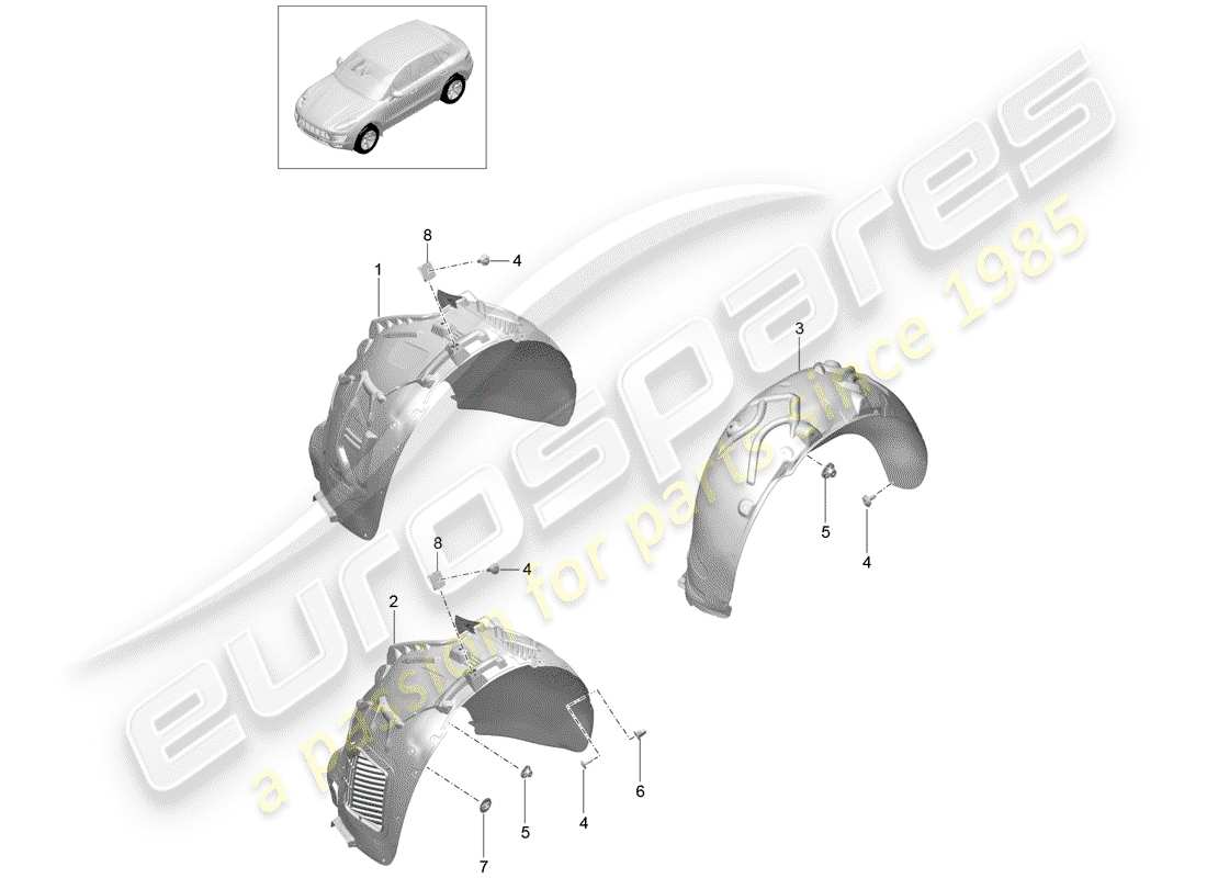 porsche 2015 (macan) trim wheel housing part diagram
