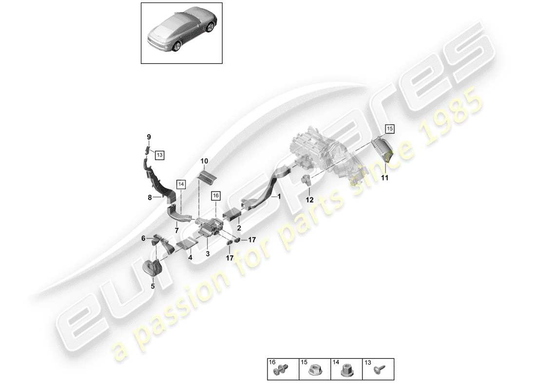 porsche 2017 (panamera 971-1) air guide air conditioning part diagram
