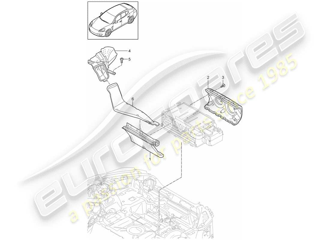 porsche 2013 (panamera 970) air guide battery and evaporator part diagram