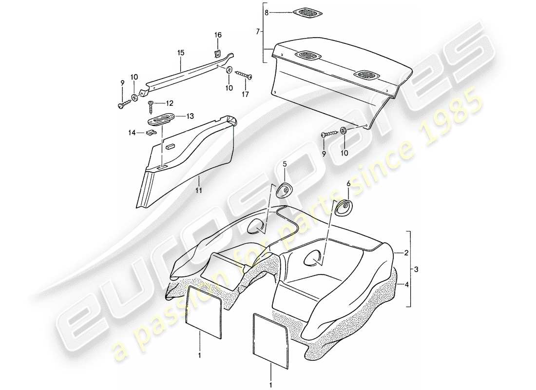 porsche 1988 (959) lining parts diagram