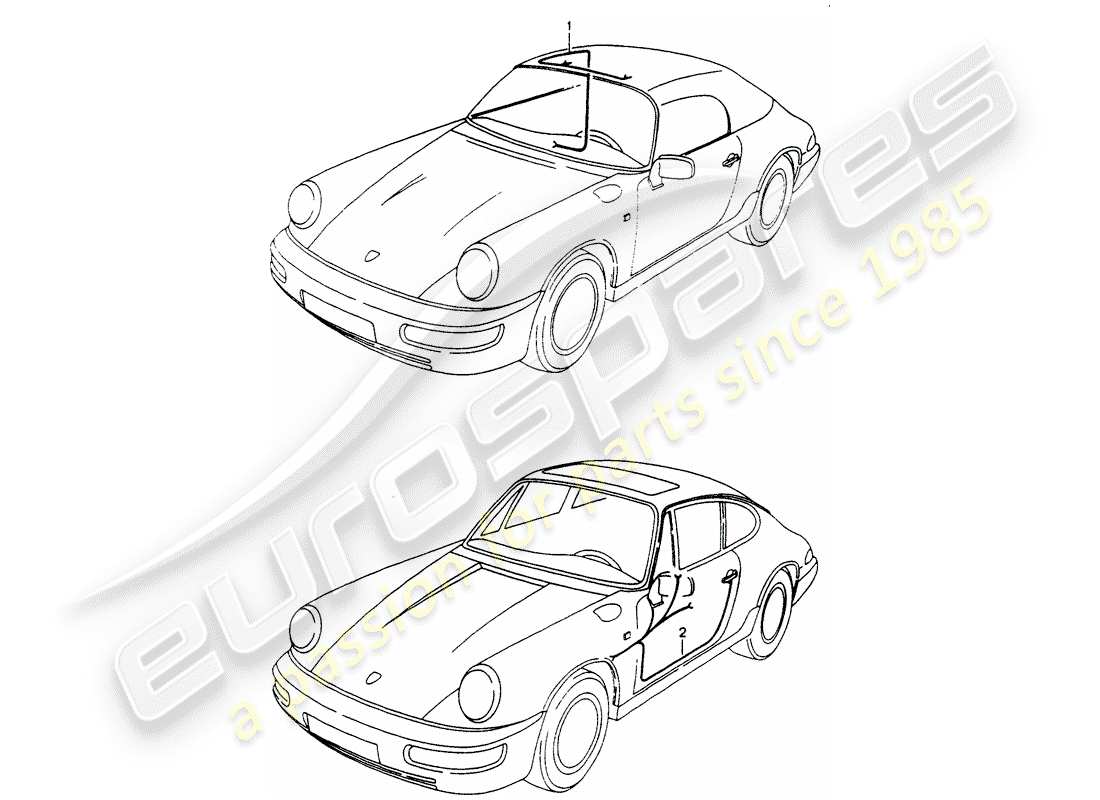 porsche 1994 (964) wiring harnesses - convertible top control - driver's door - passenger's door parts diagram