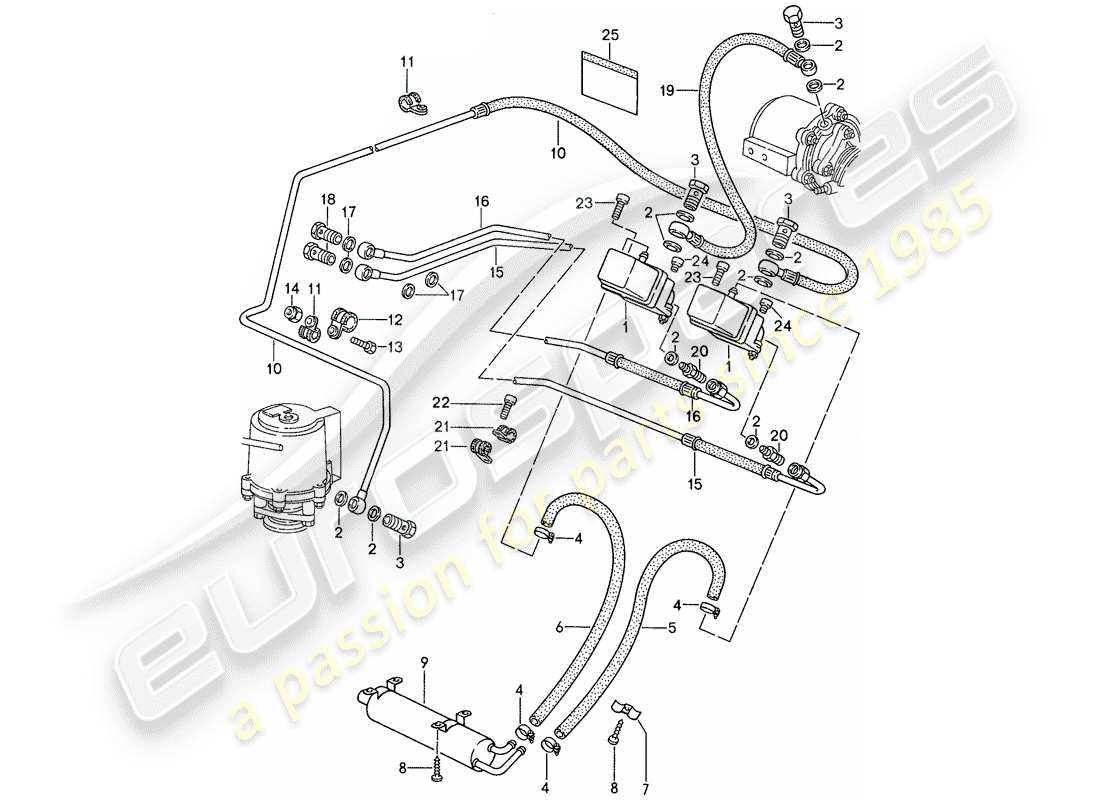 porsche 1987 (959) supercharging 3 parts diagram