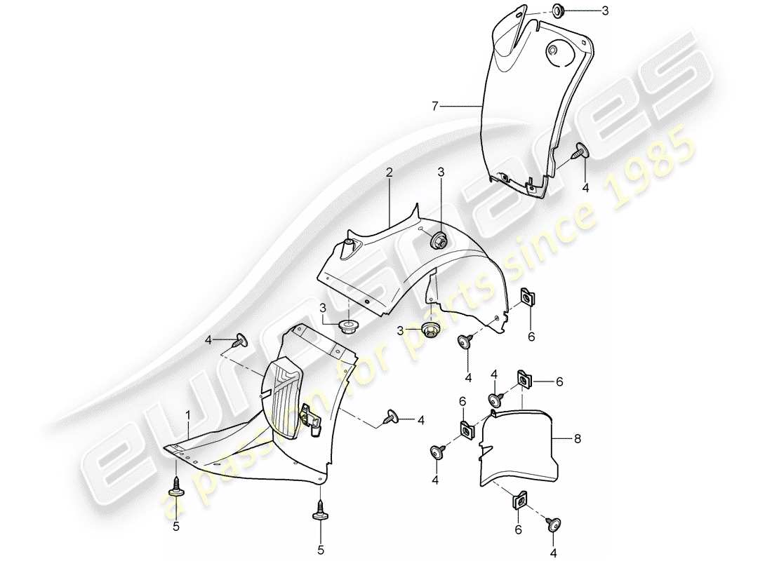 porsche 2011 (997-2 gt3) trims parts diagram