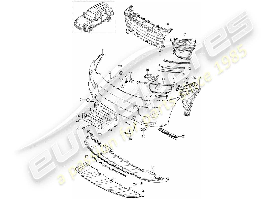 porsche 2015 (cayenne e2 92a) trim front turbo gts 2. generation d - mj 2015>> part diagram