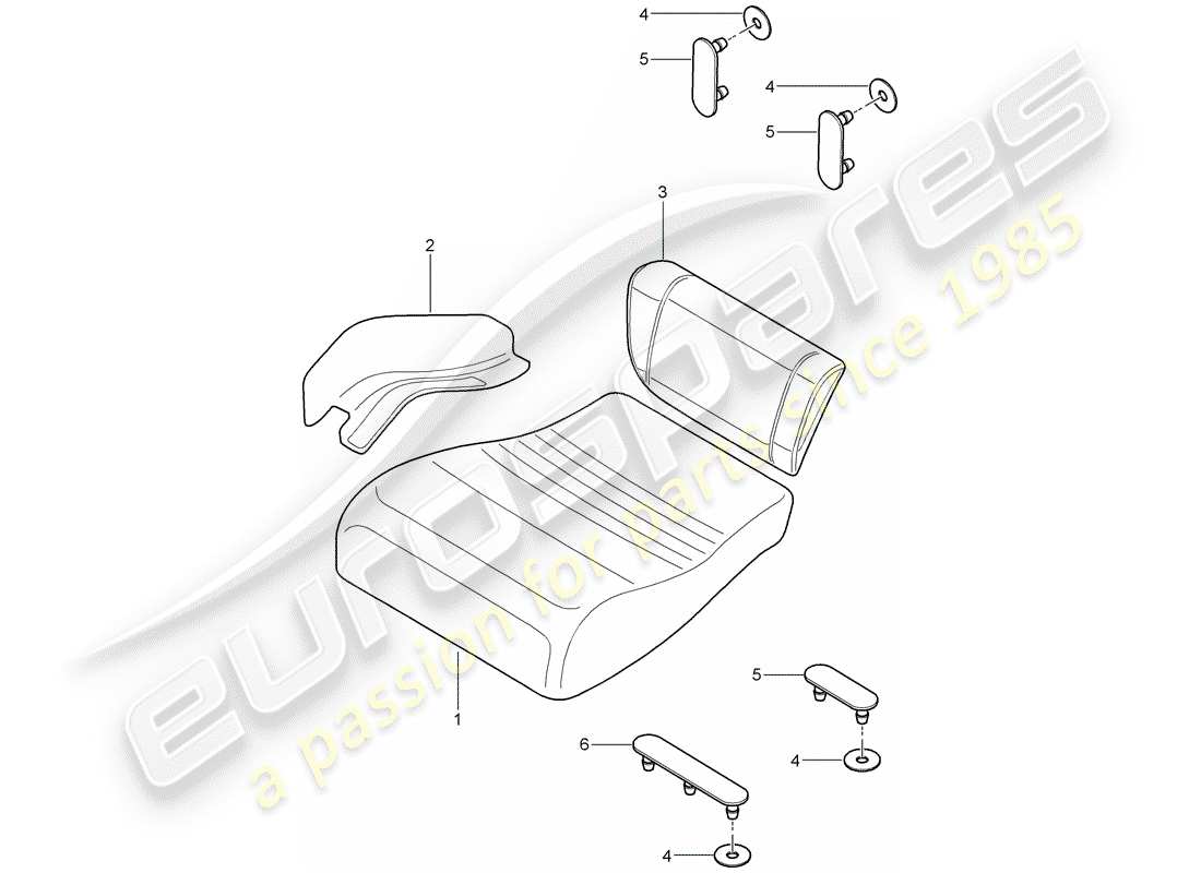 porsche 2005 (997-1) back seat cushion parts diagram