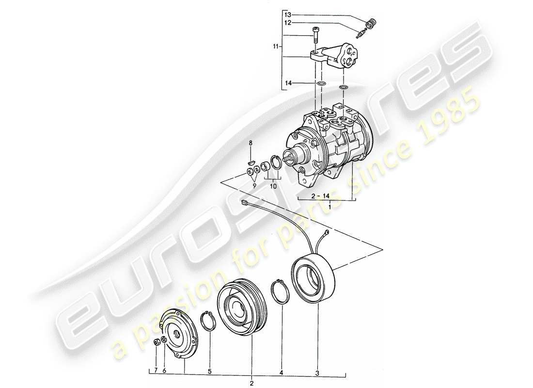 porsche 1995 (968) compressor part diagram