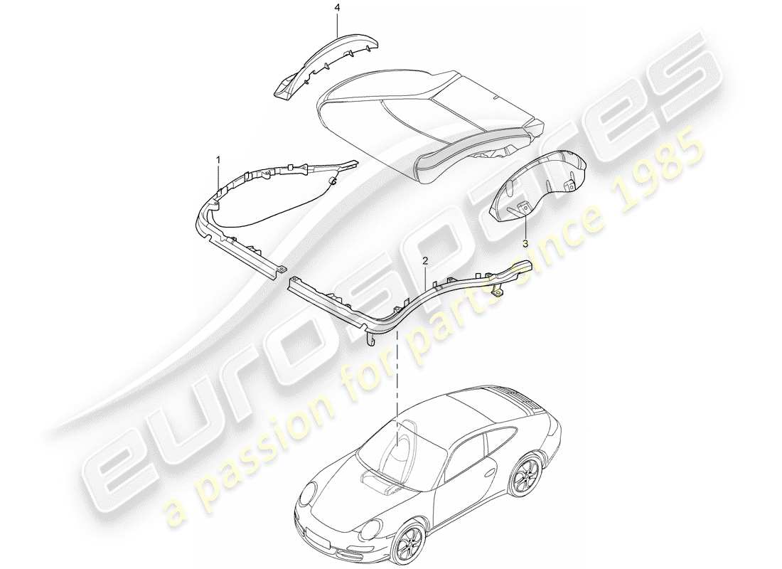 porsche 2005 (997-1) cushion carrier parts diagram