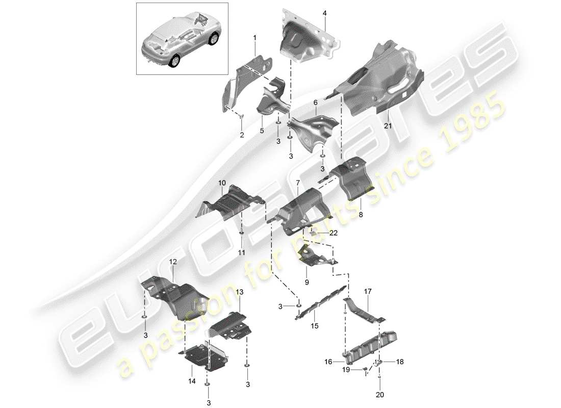 porsche 2015 (macan) trim heat insulation underbody part diagram