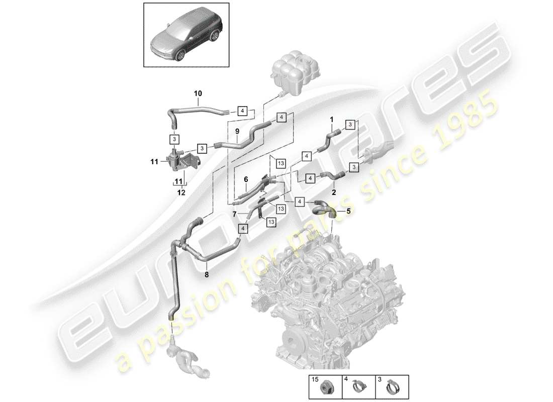 porsche 2019 (cayenne e3 9ya/9yb) heater without: auxiliary heater parts diagram