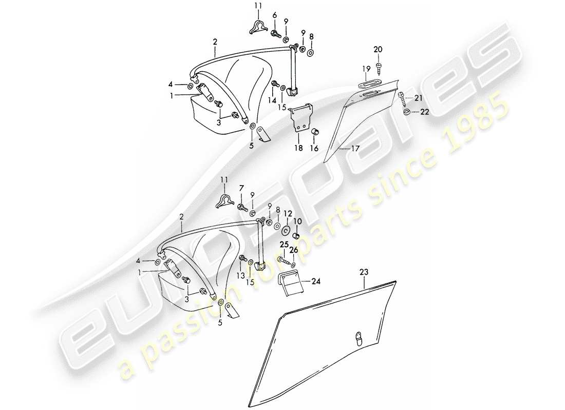 porsche 1972 (911) seat belt - with: - automatic - and - warning function - (usa) (cdn) part diagram