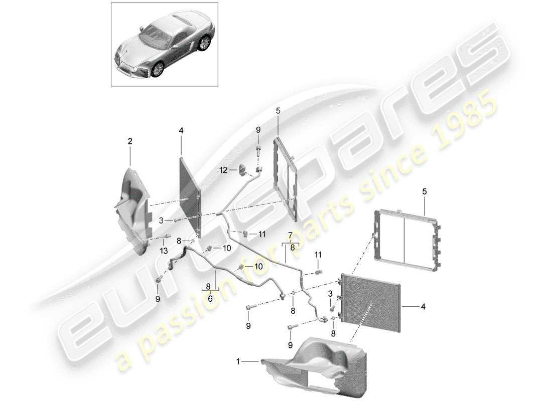 porsche 2019 (718 boxster) refrigerant circuit front parts diagram