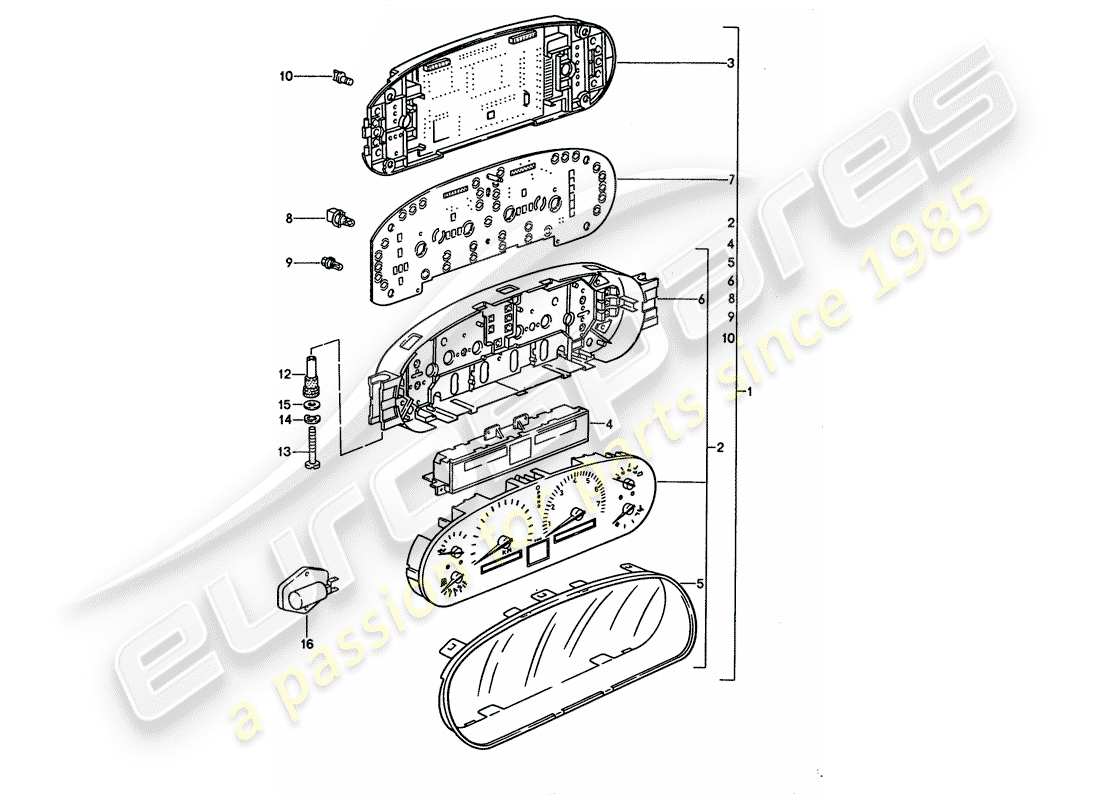 porsche 1995 (928) instrument cluster parts diagram