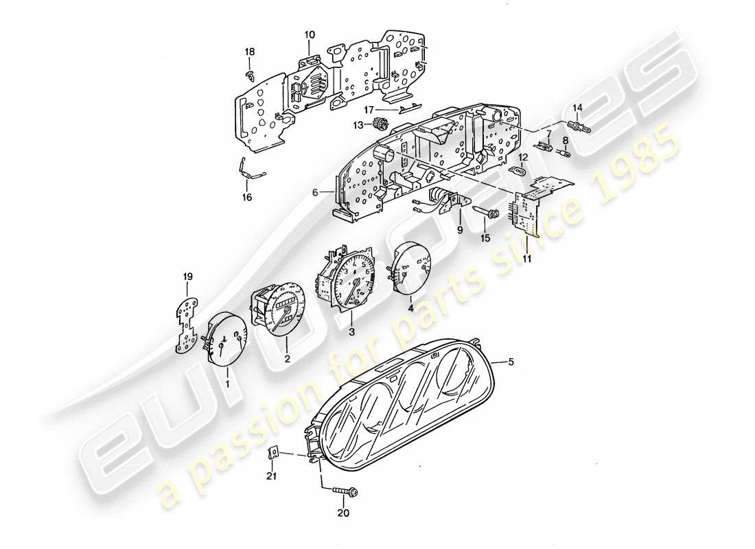 porsche 1994 (968) instrument cluster part diagram
