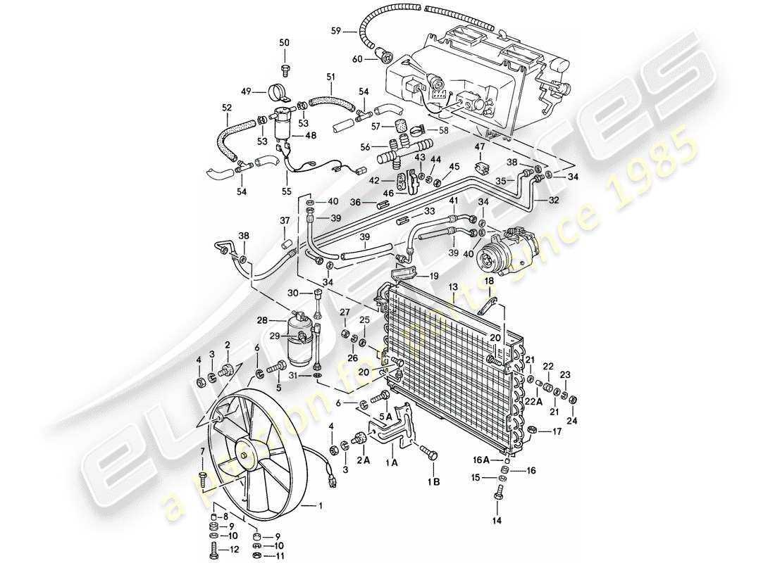 porsche 1982 (928) for - m 573 - lines - fan parts diagram