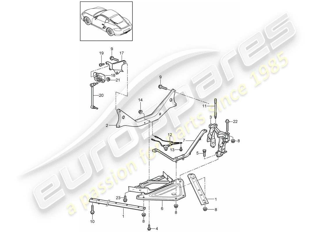 porsche 2009 (987 cayman) rear axle side part carrier part diagram
