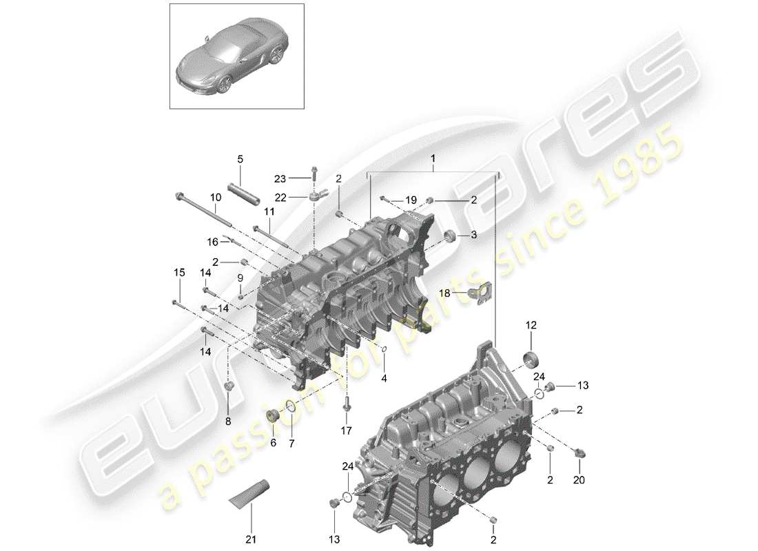 porsche 2013 (981 boxster) crankcase housing parts diagram