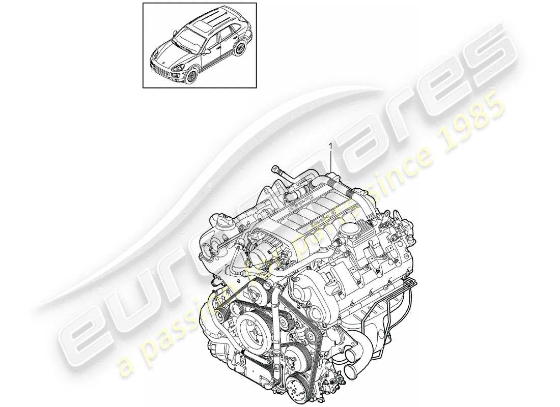 porsche 2015 (cayenne e2 92a) replacement engine but without: clutch plate tiptronic a/c compressor part diagram