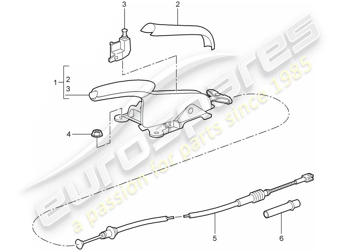 porsche 2010 (997-2 gt3) handbrake parts diagram