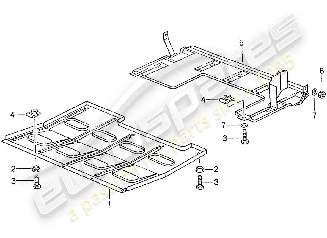 porsche 1991 (944) underside protection part diagram