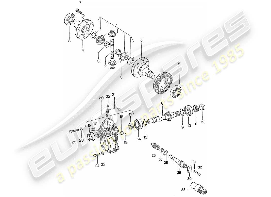 porsche 1989 (944) differential - for - automatic transmission - d >> - mj 1989 parts diagram