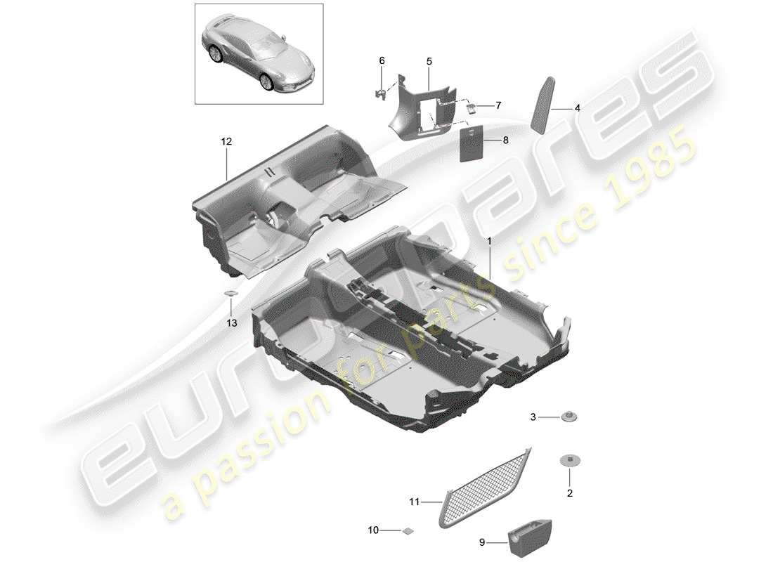 porsche 2015 (991-1 turbo) flooring trims d - mj 2017>> part diagram