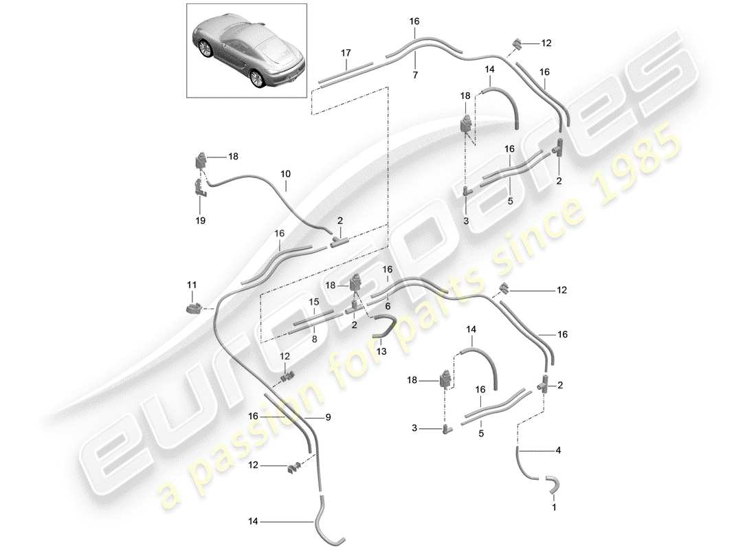 porsche 2014 (981 cayman) vacuum system engine part diagram