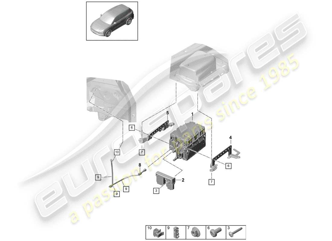 porsche 2018 (cayenne e3 9ya/9yb) power and control electronics- for electric drive parts diagram