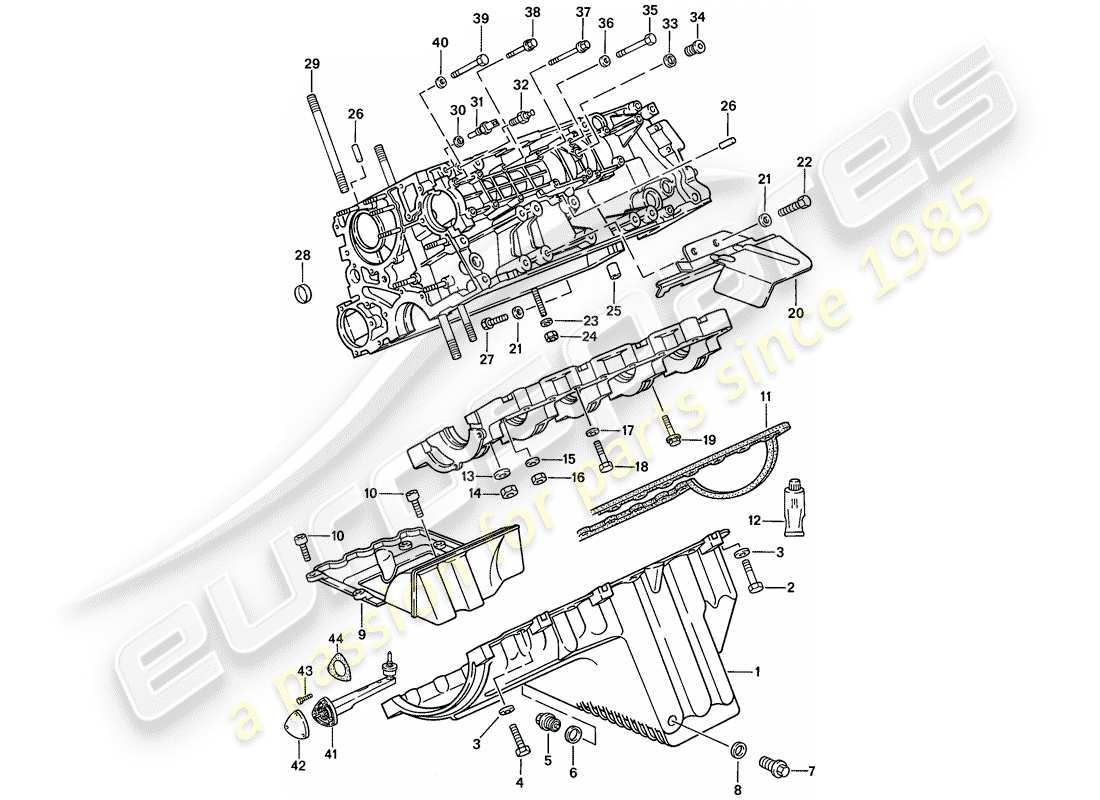 porsche 1987 (944) crankcase - fasteners - d - mj 1987>> parts diagram