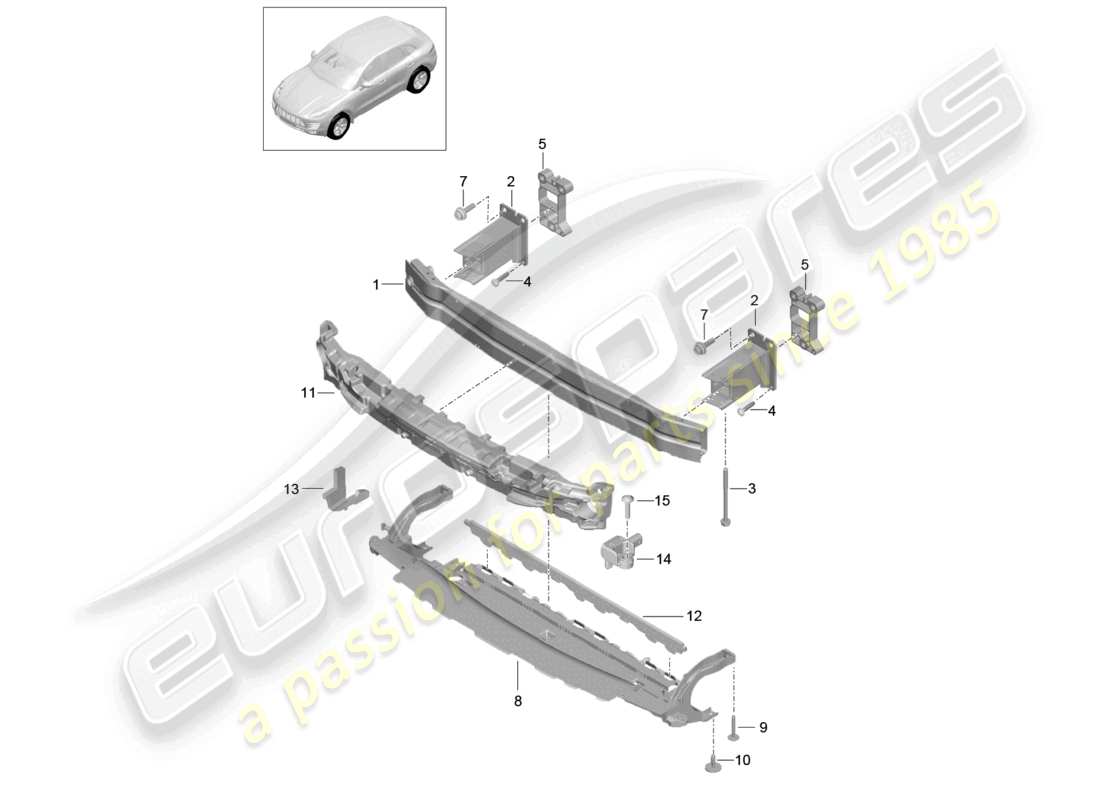 porsche 2014 (macan) bumper carrier front parts diagram