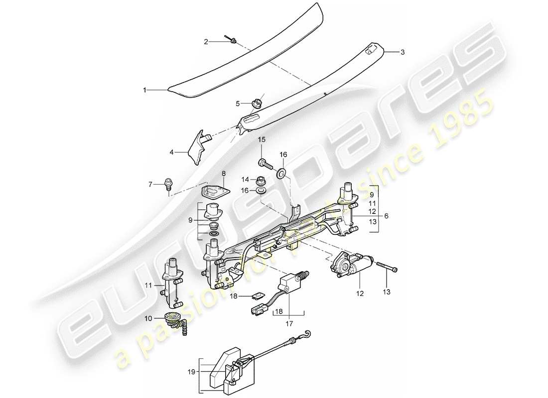 porsche 2007 (987 boxster) rear spoiler parts diagram