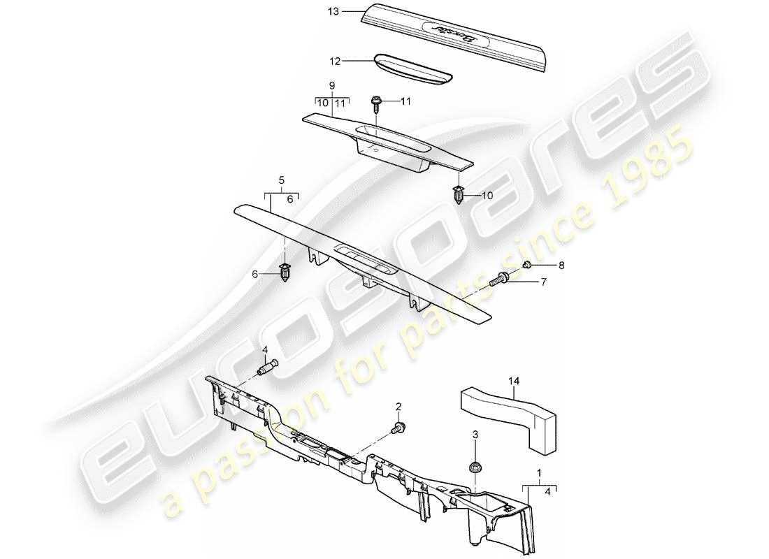 porsche 2007 (987 boxster) trim sill parts diagram