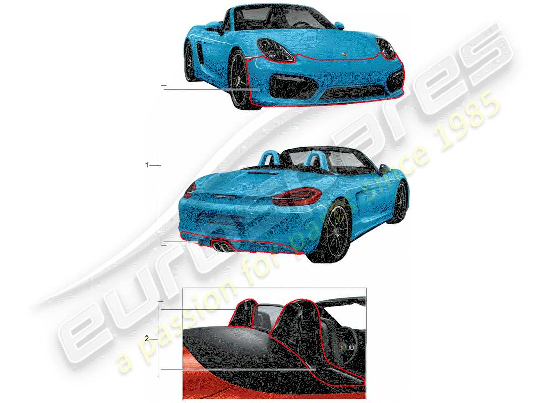 porsche 2015 (tequipment 98x/99x) sport design package parts diagram