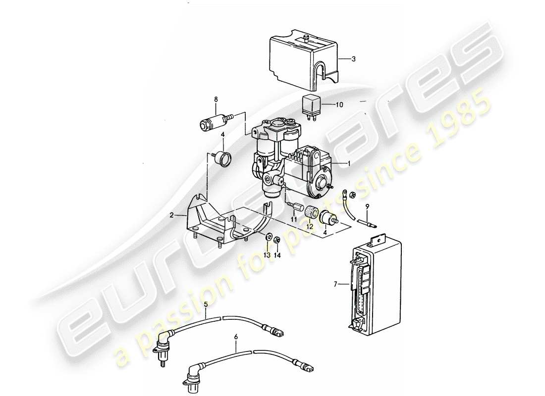 porsche 1987 (944) hydraulic unit - -abs- parts diagram