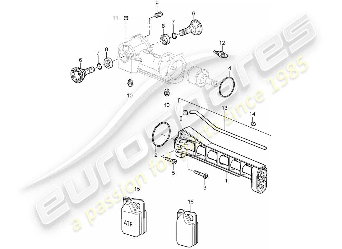 porsche 2009 997-2 turbo / gt2 front axle differential parts diagram