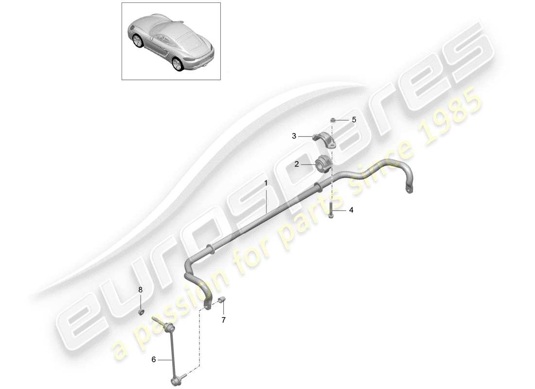 porsche 2020 (718 cayman) anti-roll bar part diagram