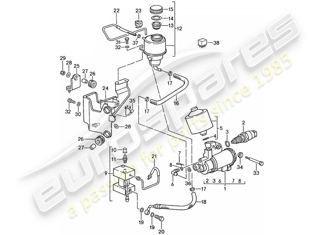 porsche 1988 (928) automatic transmission - lock control 1 - d - mj 1990>> parts diagram