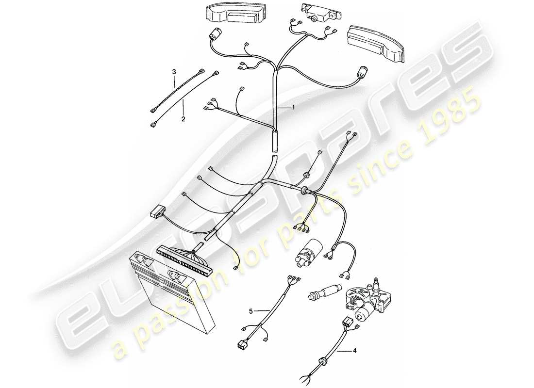 porsche 1982 (944) wiring harnesses - rear end parts diagram