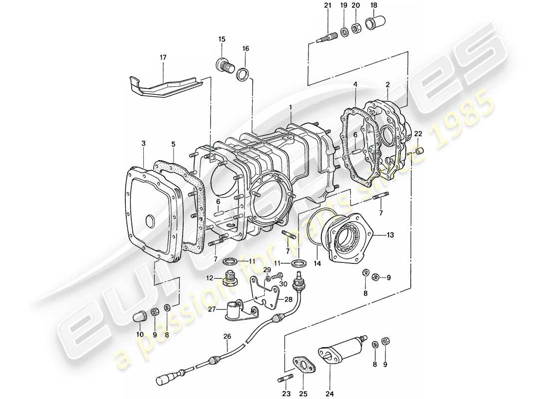 porsche 1988 (959) front axle differential parts diagram
