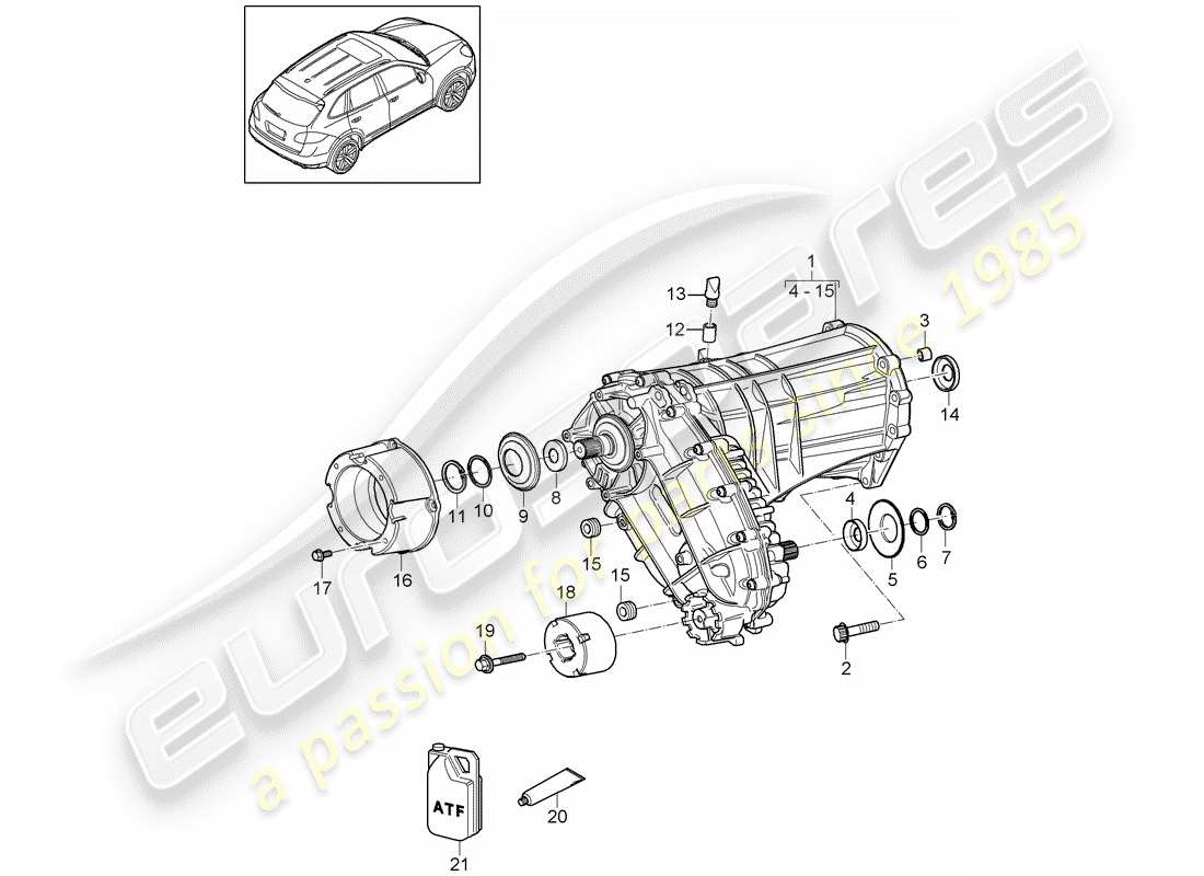 porsche 2015 (cayenne e2 92a) transfer box ready for installation part diagram