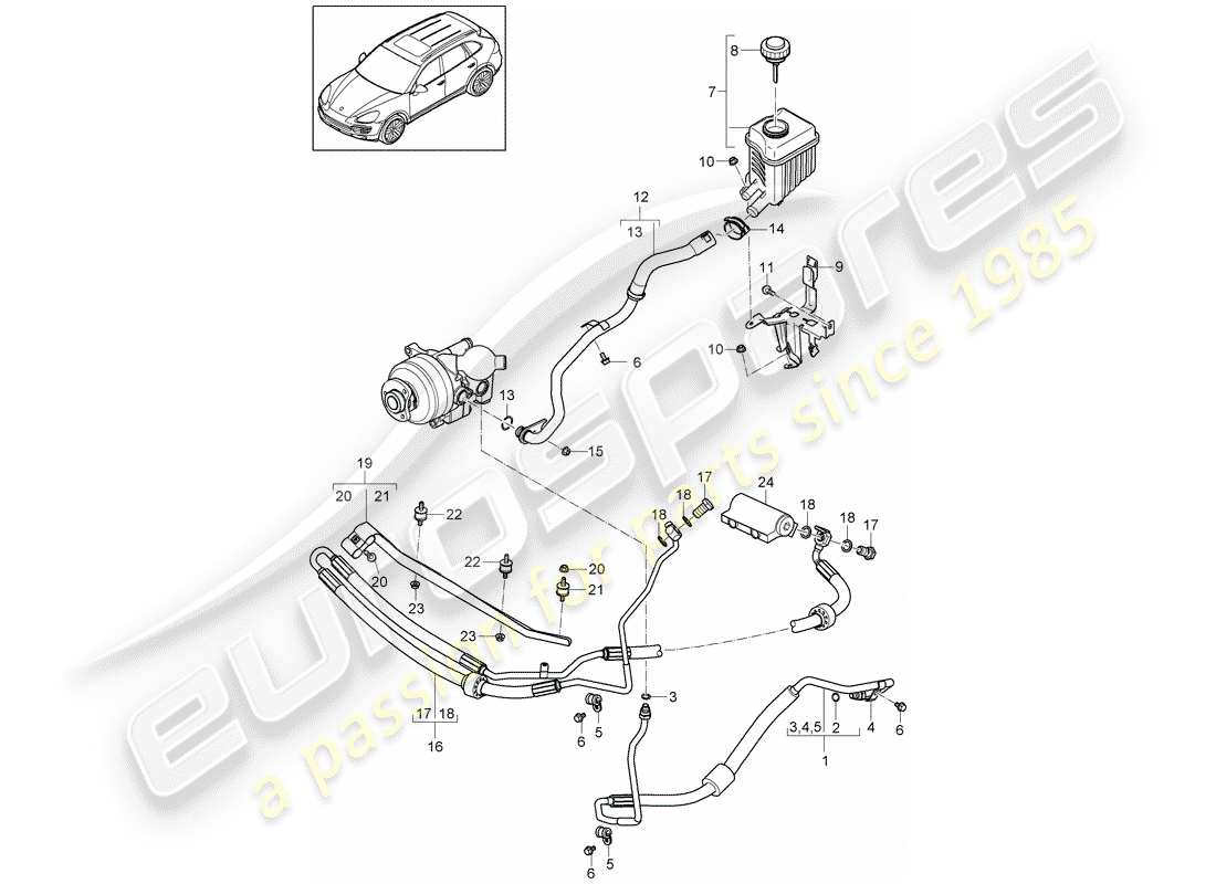 porsche 2016 (cayenne e2 92a) anti-roll bar pressure line engine bay oil container d >>- mj 2014 part diagram