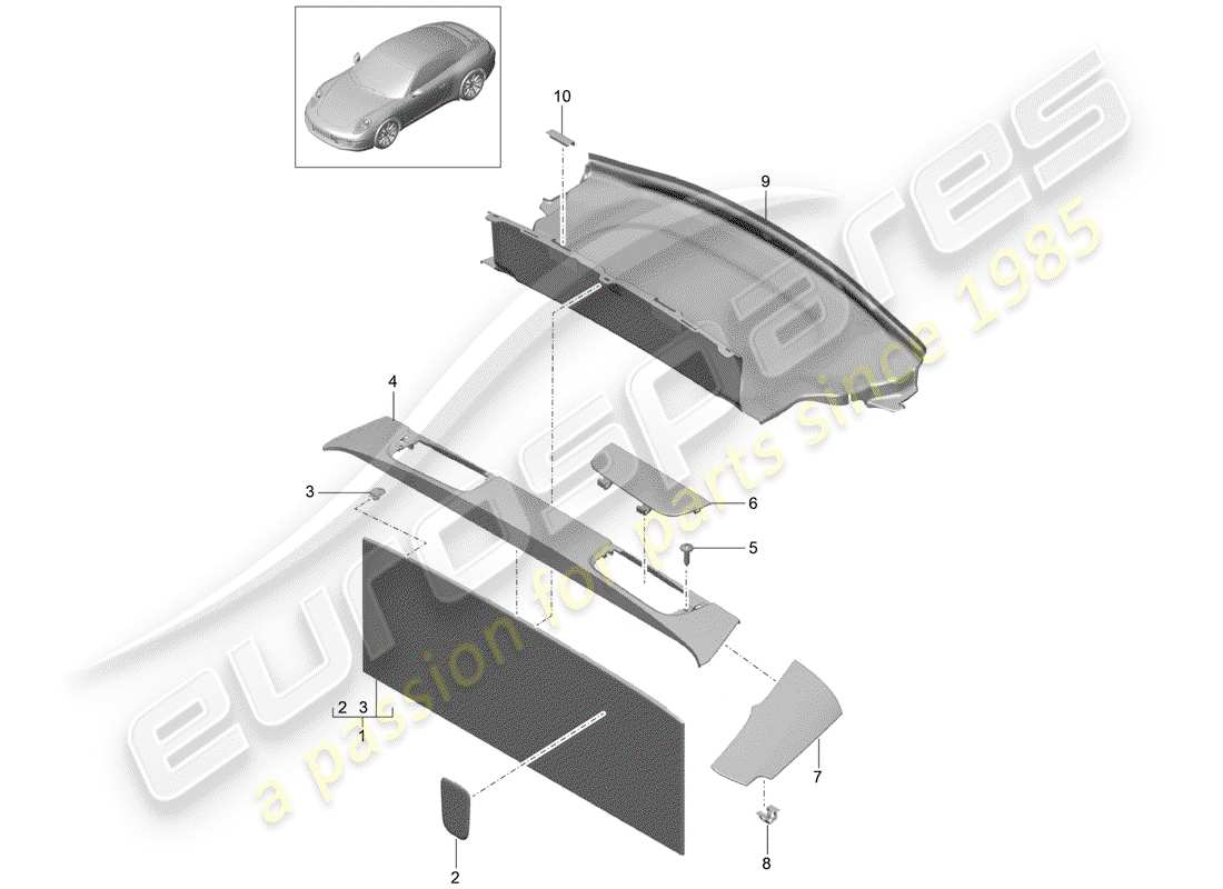 porsche 2016 (991-1) trim rear parts diagram