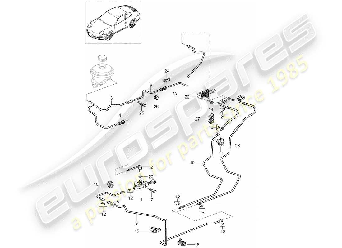 porsche 2010 (997-2) hydraulic clutch parts diagram
