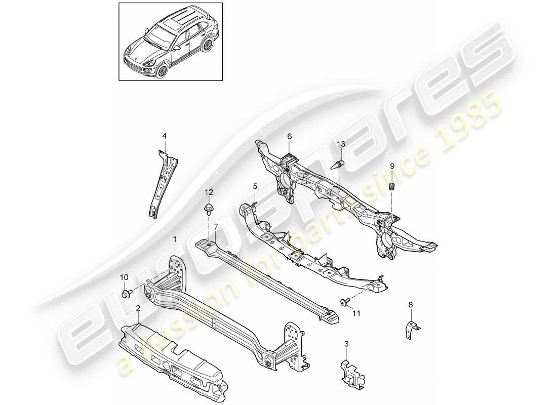 porsche 2011 (cayenne e2 92a) carrier front d - mj 2015>>2nd generation part diagram