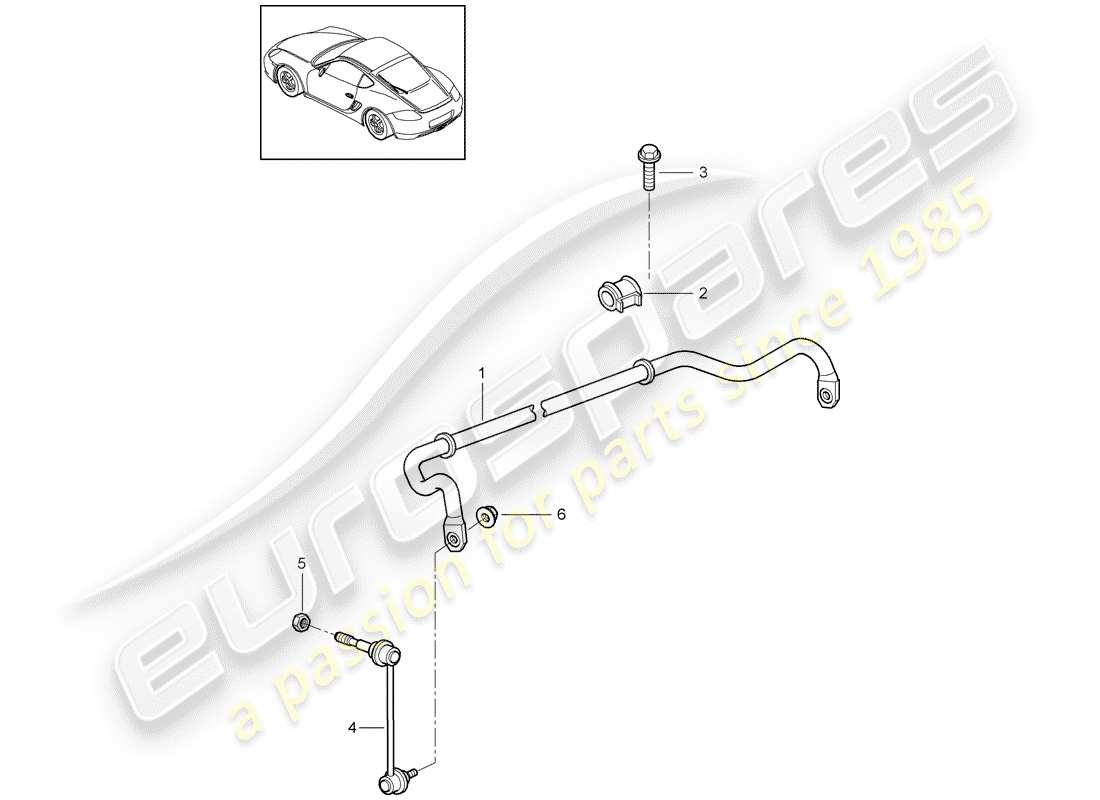 porsche 2009 (987 cayman) anti-roll bar part diagram