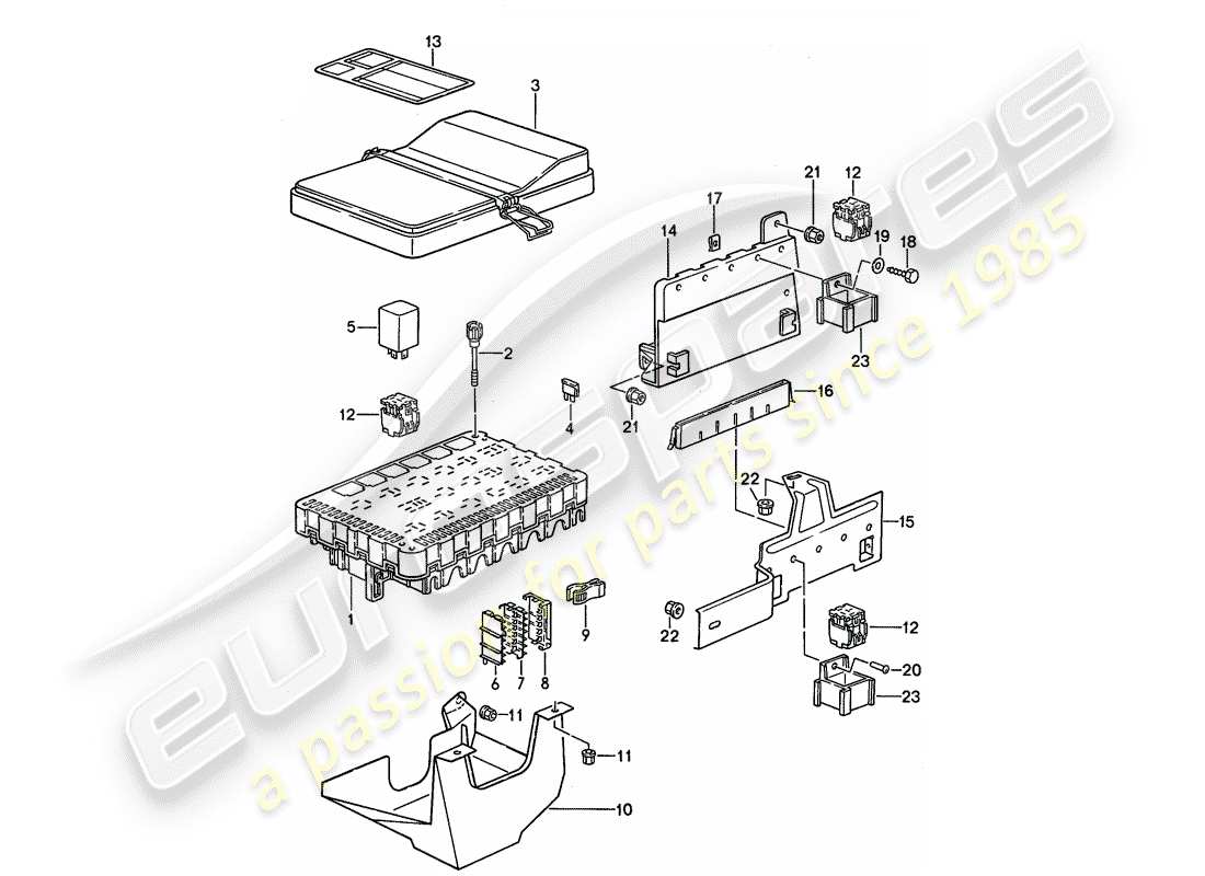 porsche 1992 (968) fuse box/relay plate - 1 + 2 part diagram