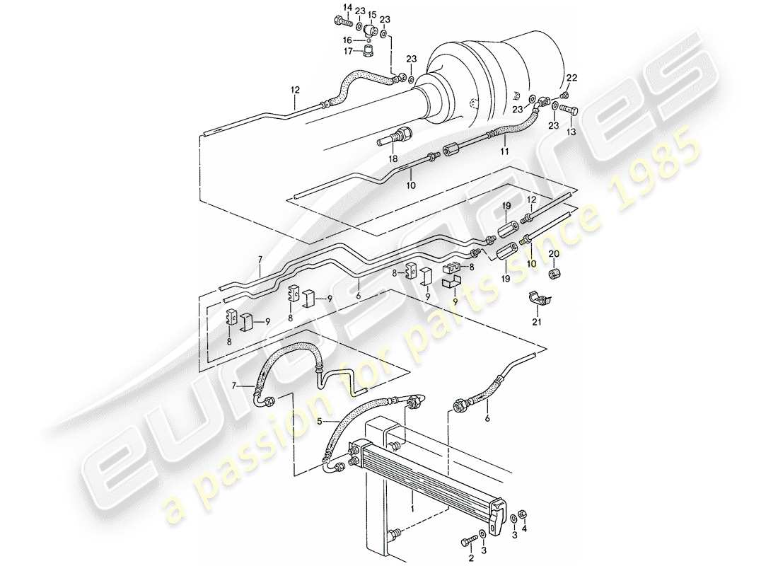 porsche 1988 (928) automatic transmission - atf cooler - atf lines - for vehicles with - catalyst - mod.88-11/88 (mod.89) parts diagram