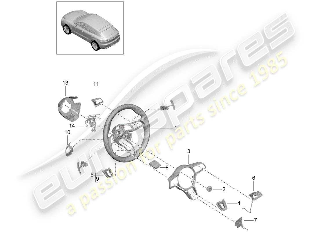 porsche 2020 (macan) steering wheel parts diagram