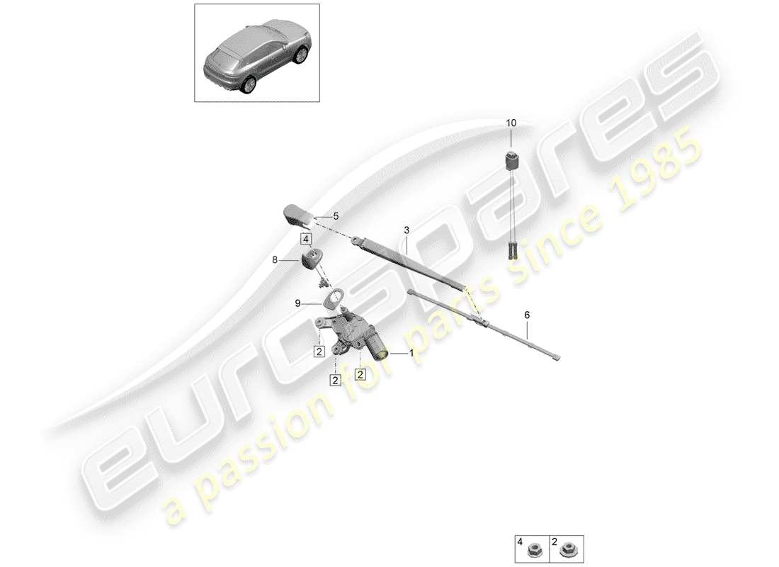 porsche 2019 (macan) rear window wiper part diagram