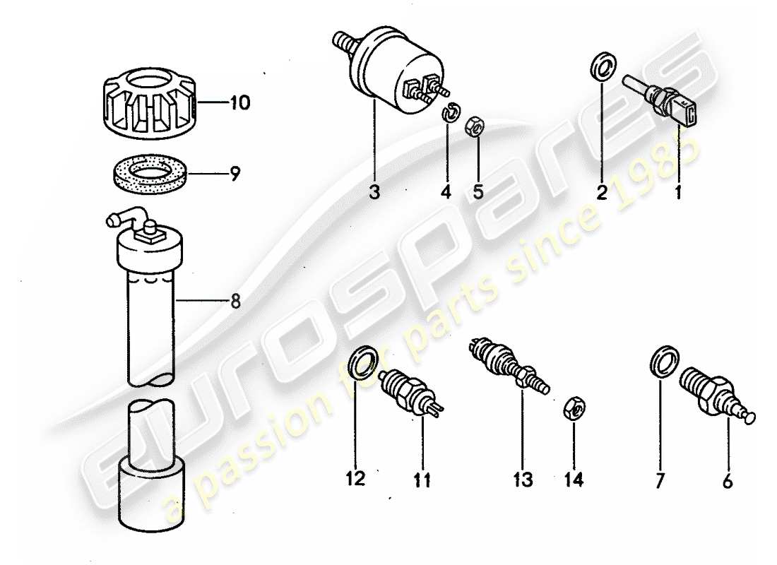 porsche 1995 (968) switch - and - sensor part diagram