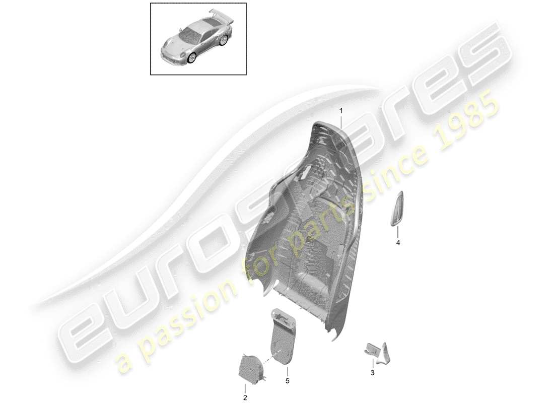 porsche 2015 (991-1 turbo) backrest shell sports seat accessories part diagram
